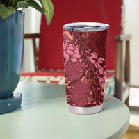 Maroon Aloha Hawaii Tumbler Cup Hawaiian Kakau Ohia Lehua Lei LT14 - Polynesian Pride