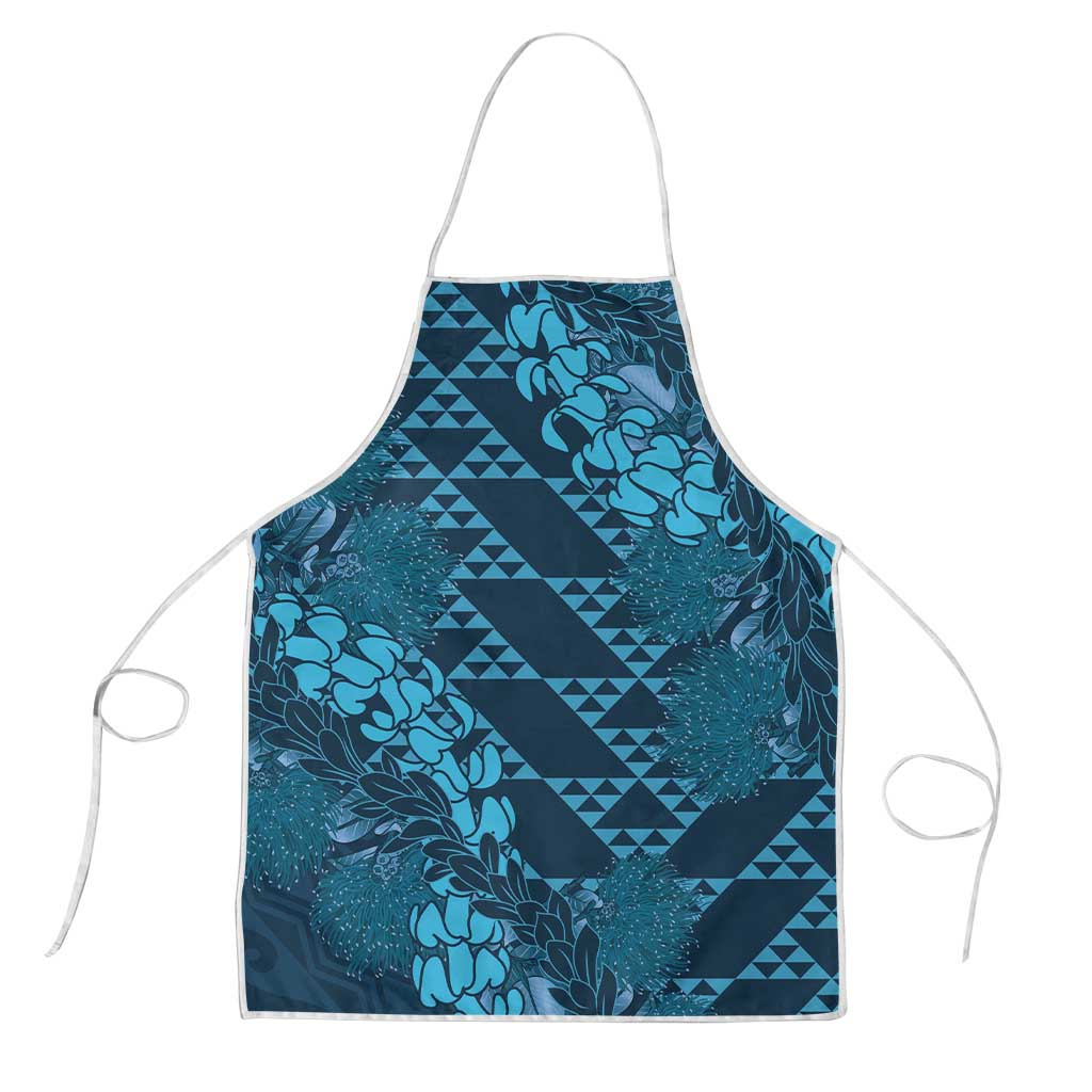 Naval Night Aloha Hawaii Apron Hawaiian Kakau Ohia Lehua Lei LT14 Blue - Polynesian Pride