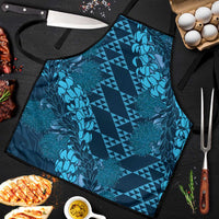 Naval Night Aloha Hawaii Apron Hawaiian Kakau Ohia Lehua Lei LT14 Blue - Polynesian Pride