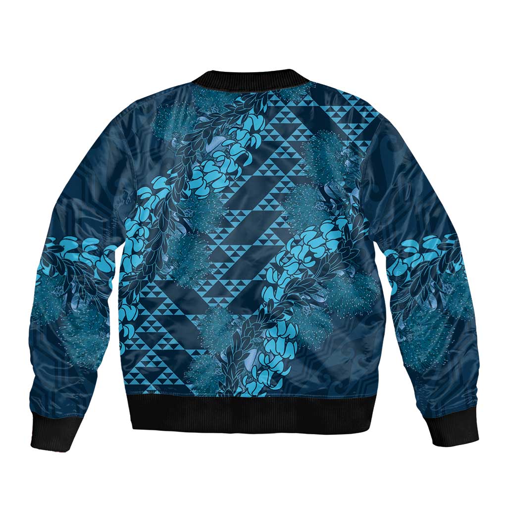Naval Night Aloha Hawaii Bomber Jacket Hawaiian Kakau Ohia Lehua Lei LT14 - Polynesian Pride