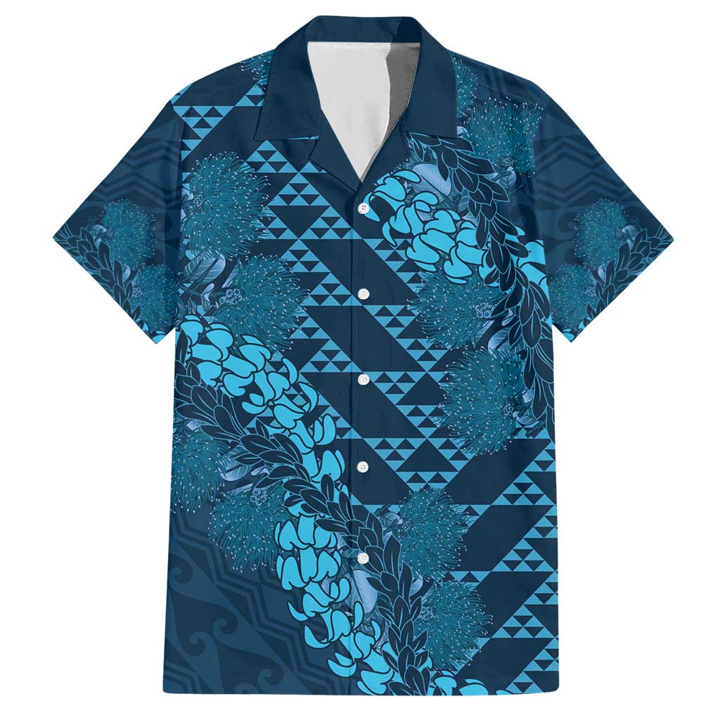 Naval Night Aloha Hawaii Hawaiian Shirt Hawaiian Kakau Ohia Lehua Lei LT14 Blue - Polynesian Pride