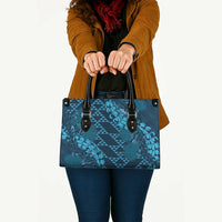 Naval Night Aloha Hawaii Leather Bag Hawaiian Kakau Ohia Lehua Lei LT14 Blue - Polynesian Pride