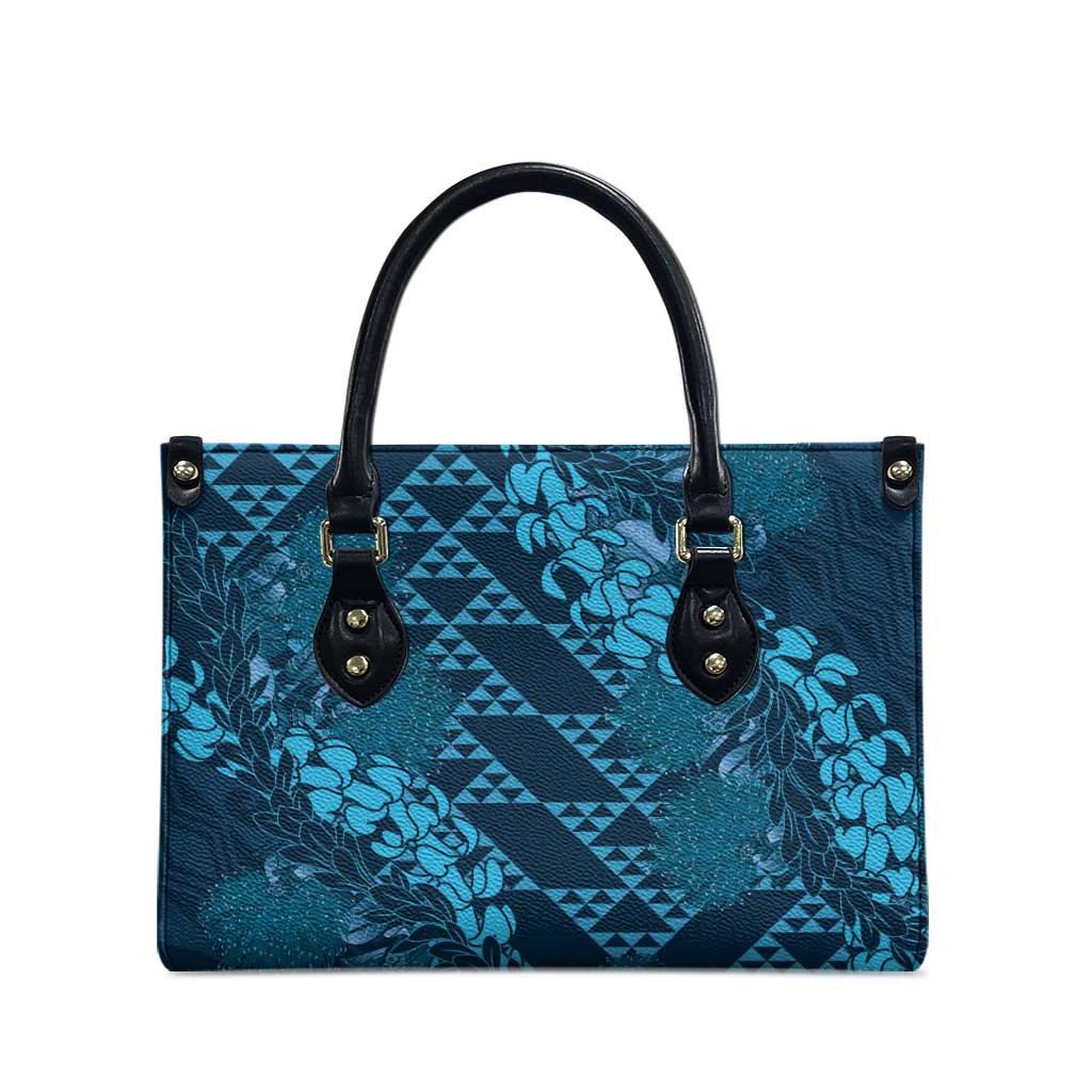 Naval Night Aloha Hawaii Leather Bag Hawaiian Kakau Ohia Lehua Lei LT14 - Polynesian Pride