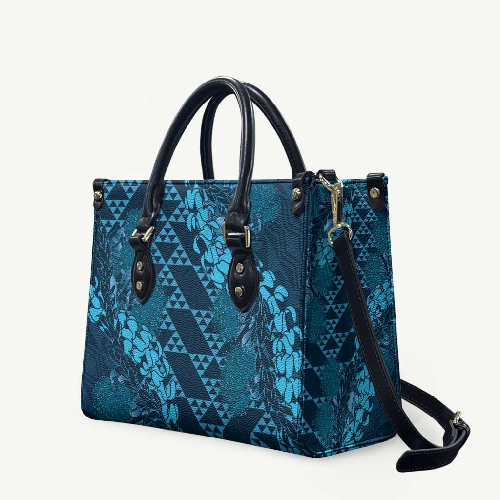 Naval Night Aloha Hawaii Leather Bag Hawaiian Kakau Ohia Lehua Lei LT14 - Polynesian Pride