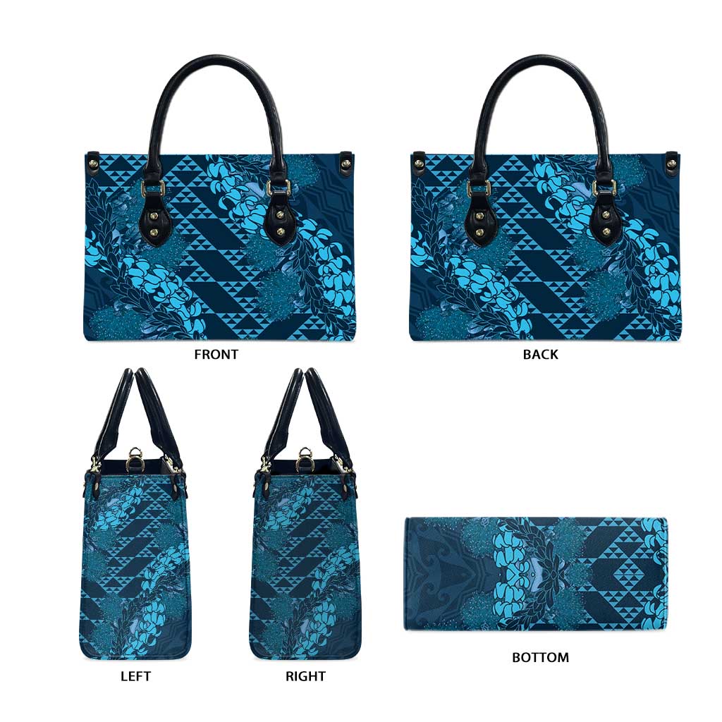 Naval Night Aloha Hawaii Leather Bag Hawaiian Kakau Ohia Lehua Lei LT14 - Polynesian Pride