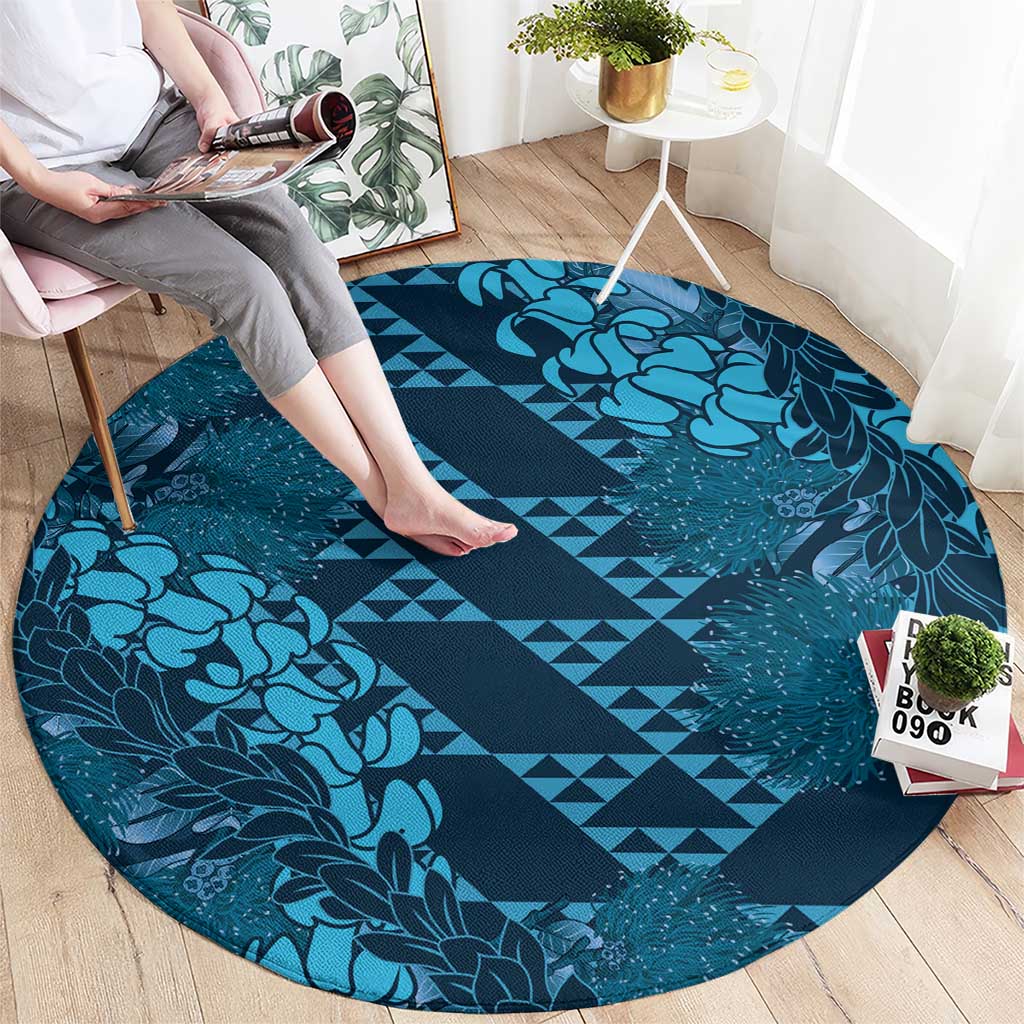 Naval Night Aloha Hawaii Round Carpet Hawaiian Kakau Ohia Lehua Lei LT14 - Polynesian Pride