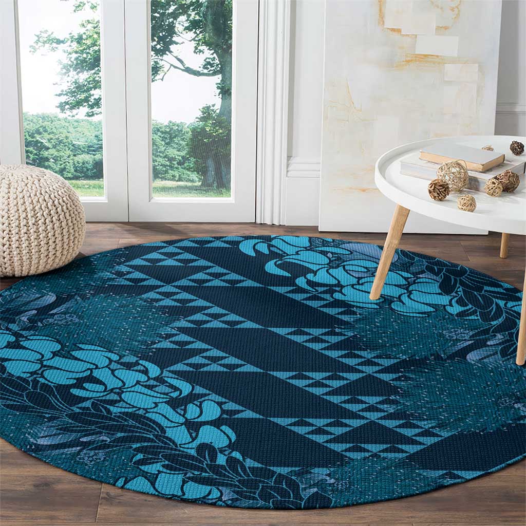 Naval Night Aloha Hawaii Round Carpet Hawaiian Kakau Ohia Lehua Lei LT14 - Polynesian Pride