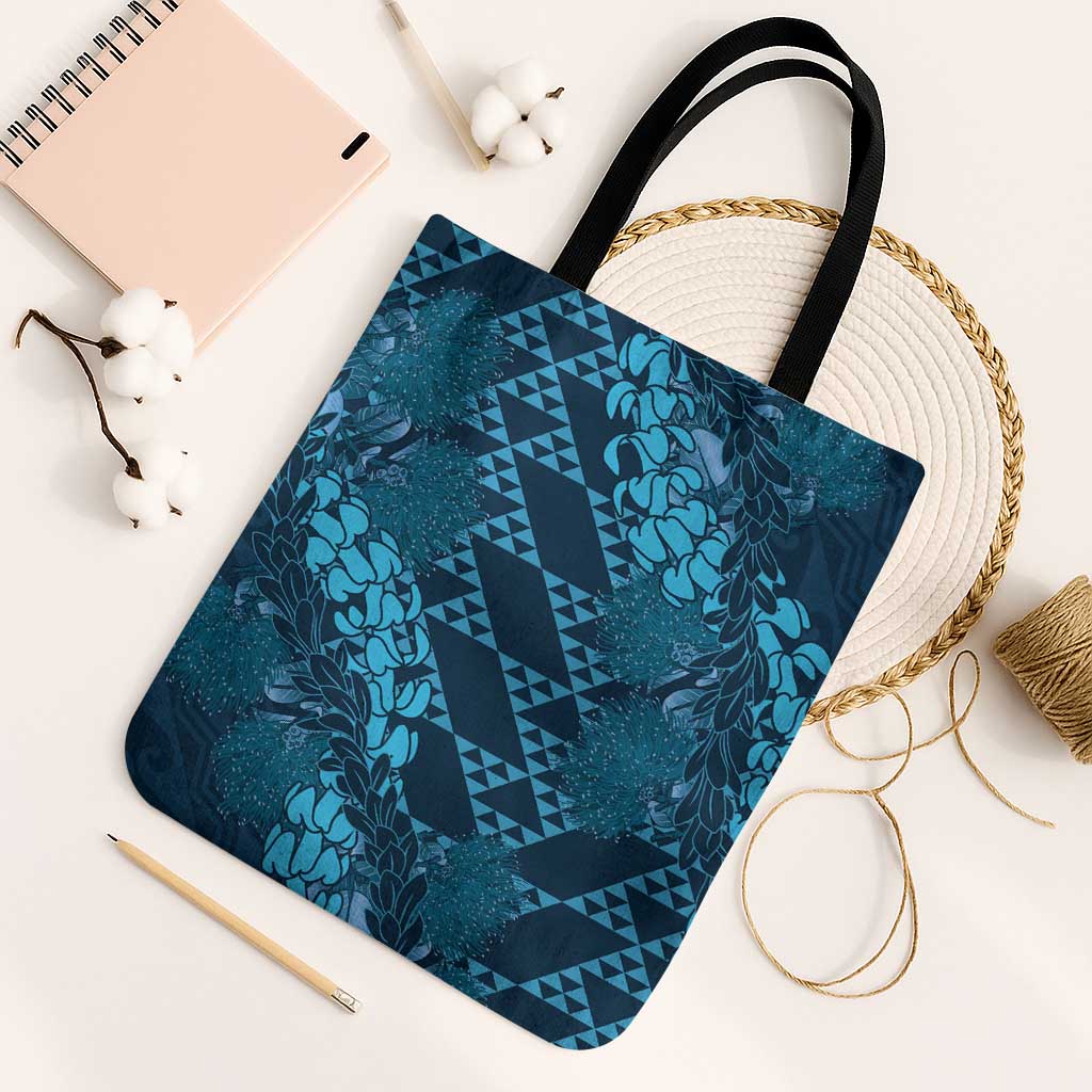 Naval Night Aloha Hawaii Tote Bag Hawaiian Kakau Ohia Lehua Lei LT14 One Size Blue - Polynesian Pride