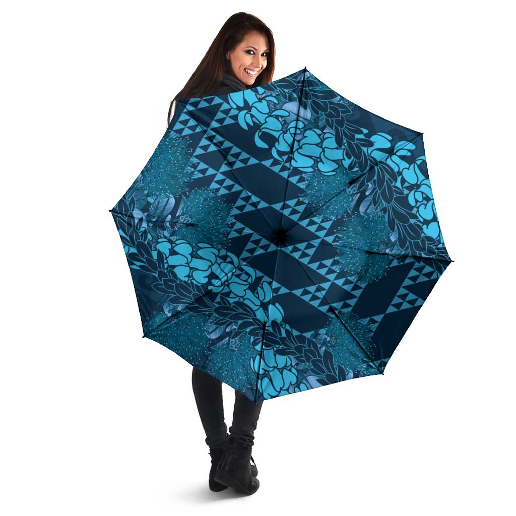 Naval Night Aloha Hawaii Umbrella Hawaiian Kakau Ohia Lehua Lei LT14 - Polynesian Pride