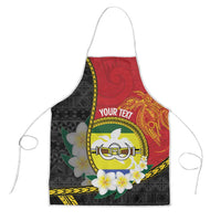 Personalised PNG Morobe Provins Apron Papua New Guinea Plumeria Melanesian Pattern LT14 Red - Polynesian Pride