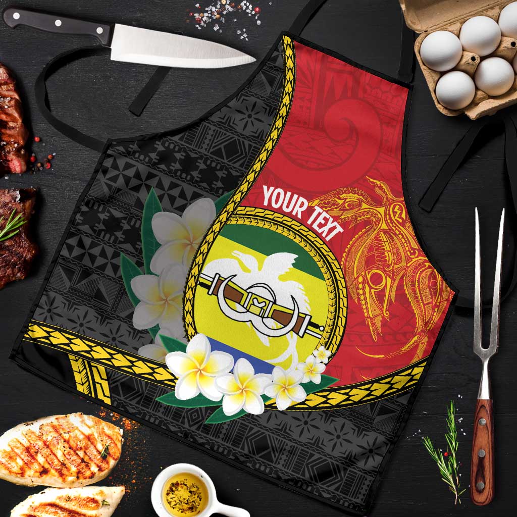 Personalised PNG Morobe Provins Apron Papua New Guinea Plumeria Melanesian Pattern LT14 Red - Polynesian Pride