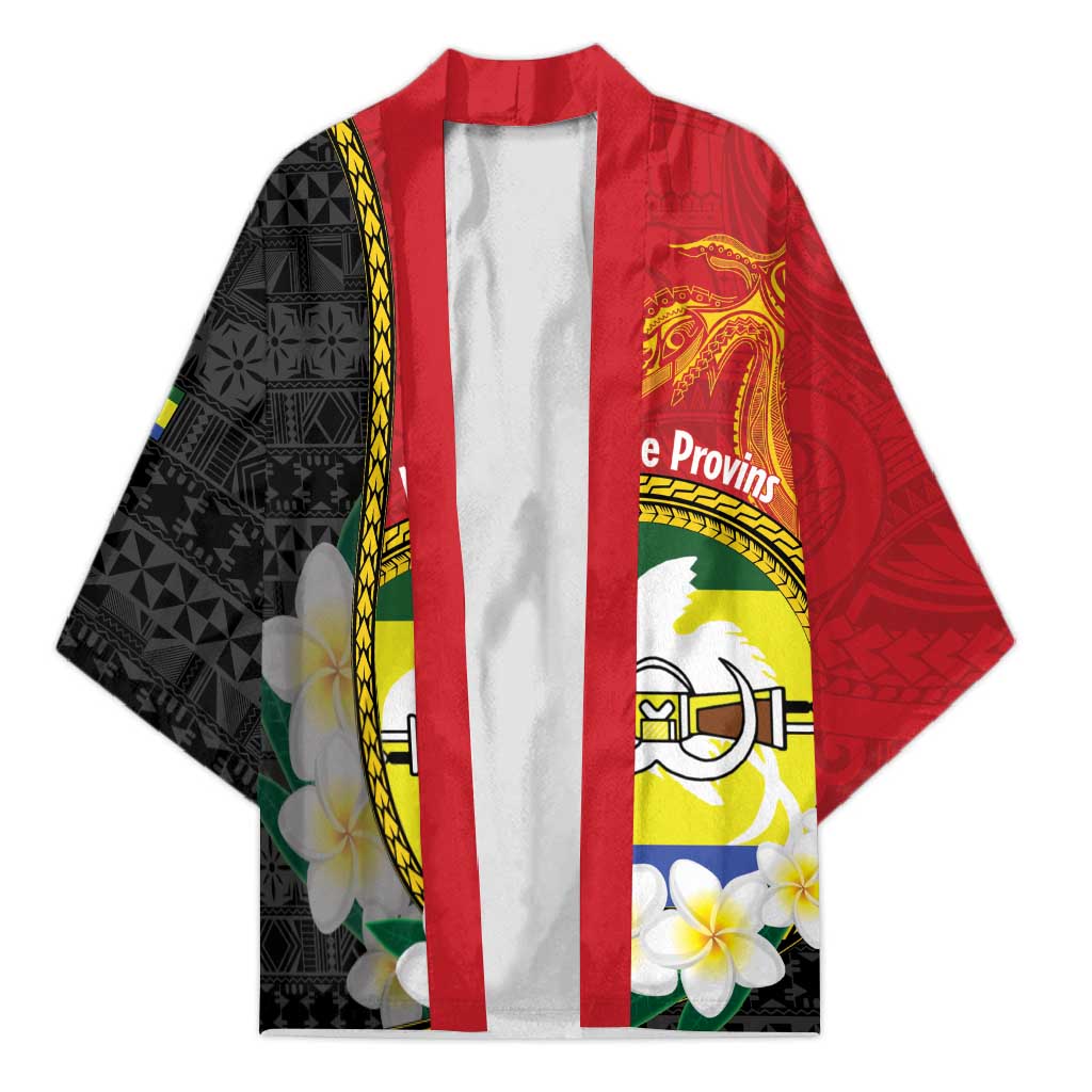 Personalised PNG Morobe Provins Kimono Papua New Guinea Plumeria Melanesian Pattern LT14 Unisex Red - Polynesian Pride