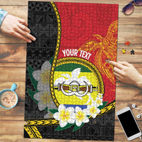 Personalised PNG Morobe Provins Puzzle Papua New Guinea Plumeria Melanesian Pattern LT14 Red - Polynesian Pride