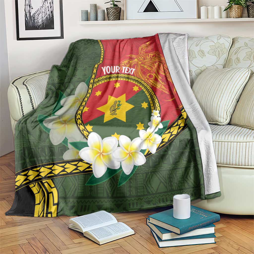 Personalised PNG Isten Hailans Provins Blanket Papua New Guinea Plumeria Melanesian Pattern LT14 Green - Polynesian Pride