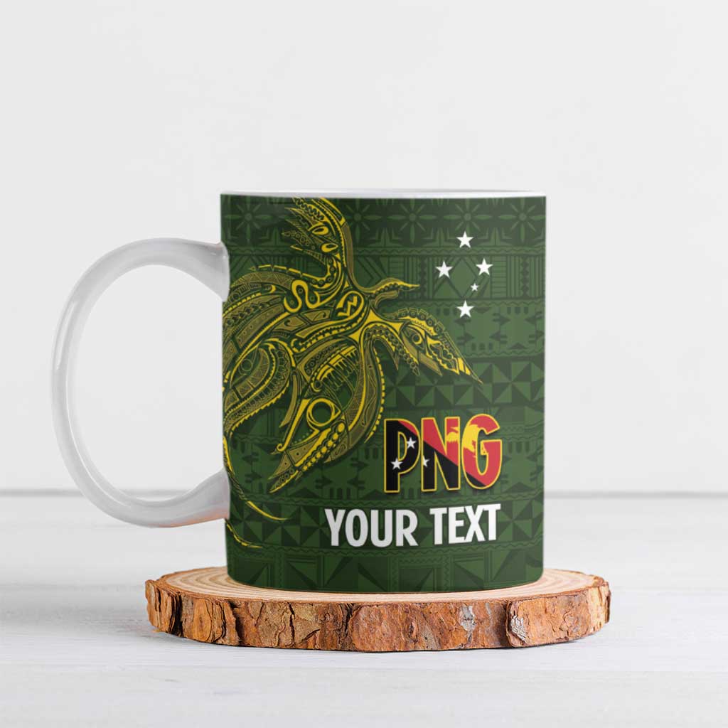 Personalised PNG Isten Hailans Provins Ceramic Mug Papua New Guinea Plumeria Melanesian Pattern LT14 Green - Polynesian Pride