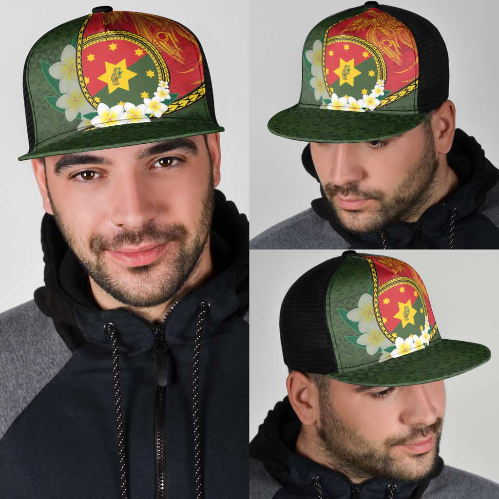 PNG Isten Hailans Provins Mesh Trucker Cap Papua New Guinea Plumeria Melanesian Pattern LT14 - Polynesian Pride