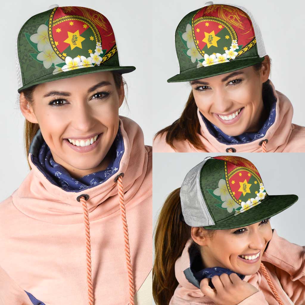 PNG Isten Hailans Provins Mesh Trucker Cap Papua New Guinea Plumeria Melanesian Pattern LT14 - Polynesian Pride