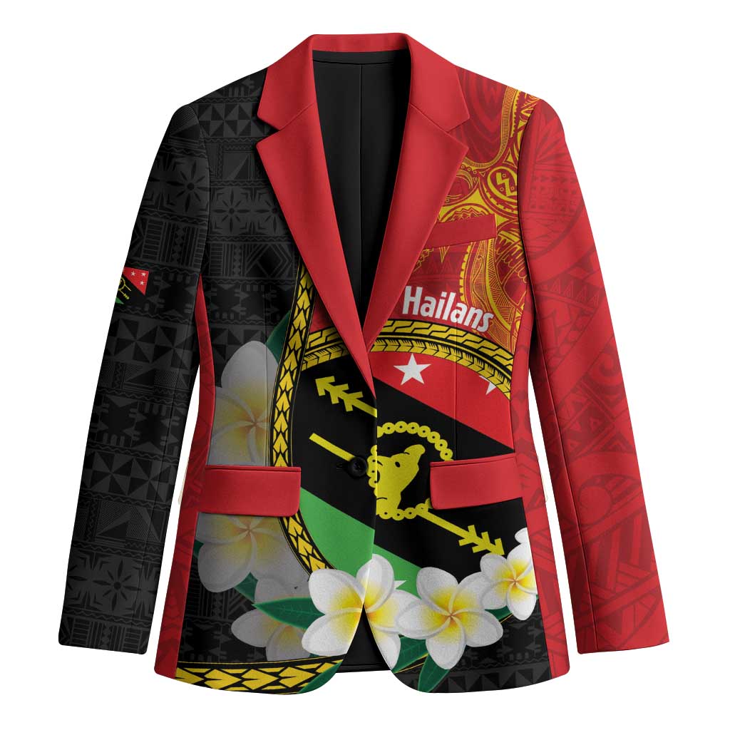Personalised PNG Sauten Hailans Blazer Papua New Guinea Plumeria Melanesian Pattern LT14 Unisex Red - Polynesian Pride
