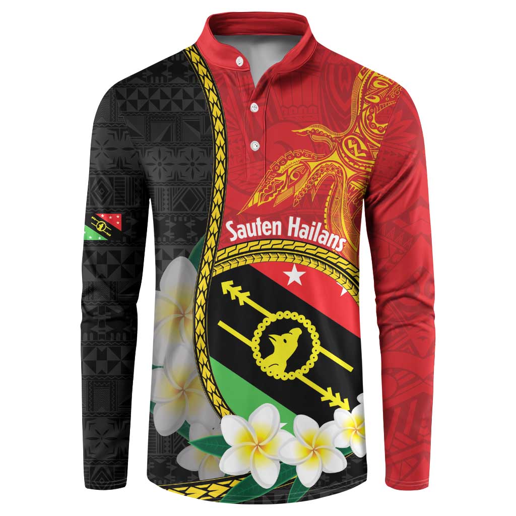 Personalised PNG Sauten Hailans Button Sweatshirt Papua New Guinea Plumeria Melanesian Pattern LT14 Red - Polynesian Pride