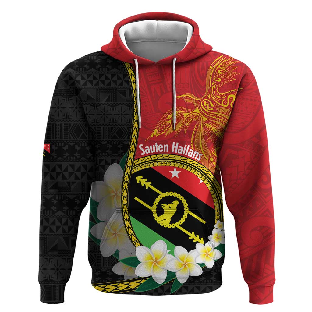 Personalised PNG Sauten Hailans Hoodie Papua New Guinea Plumeria Melanesian Pattern LT14 Pullover Hoodie Red - Polynesian Pride