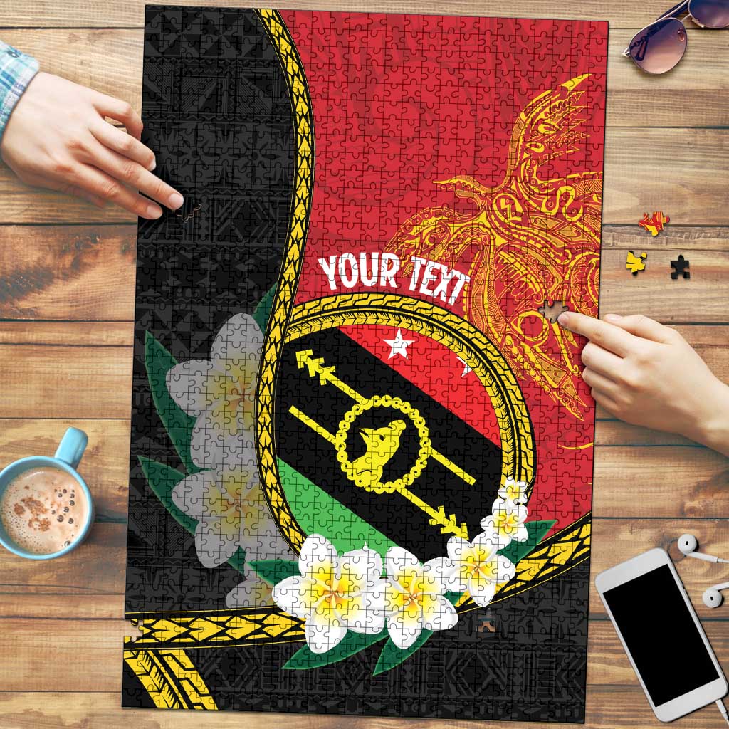 Personalised PNG Sauten Hailans Puzzle Papua New Guinea Plumeria Melanesian Pattern LT14 Red - Polynesian Pride