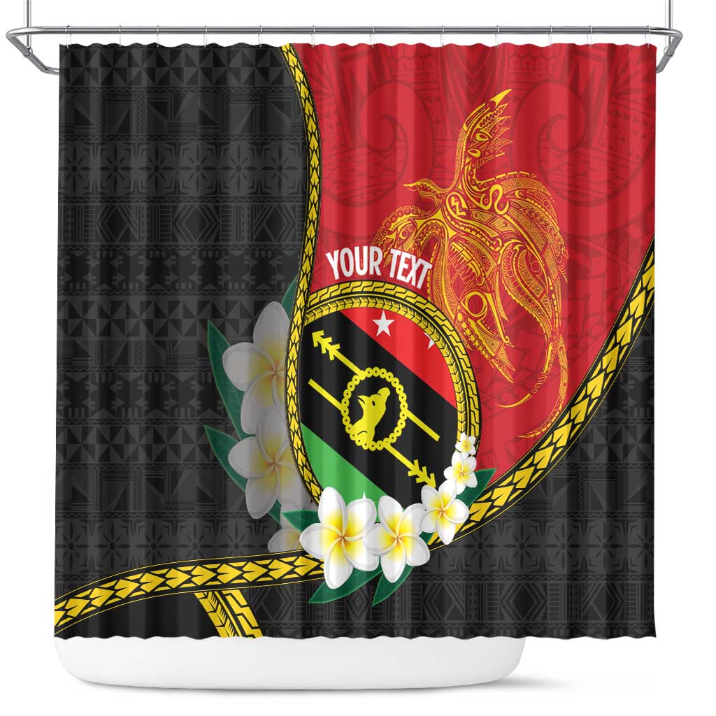 Personalised PNG Sauten Hailans Shower Curtain Papua New Guinea Plumeria Melanesian Pattern LT14 Red - Polynesian Pride