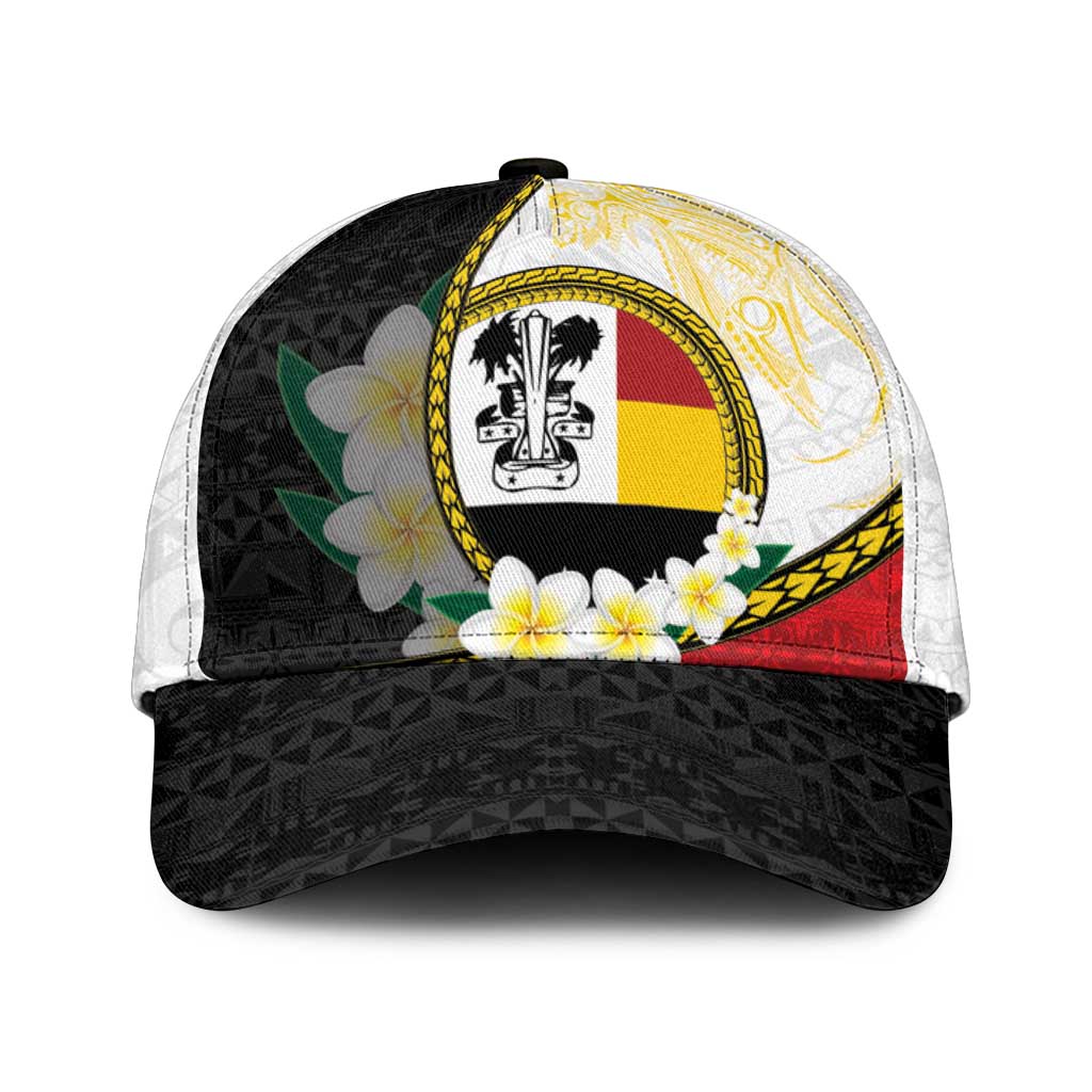 PNG Madang Provins Classic Cap Papua New Guinea Plumeria Melanesian Pattern LT14 Universal Fit White - Polynesian Pride