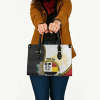 Personalised PNG Madang Provins Leather Bag Papua New Guinea Plumeria Melanesian Pattern LT14 White - Polynesian Pride