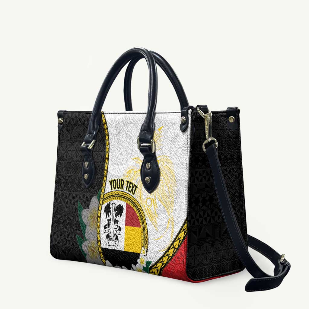 Personalised PNG Madang Provins Leather Bag Papua New Guinea Plumeria Melanesian Pattern LT14 - Polynesian Pride