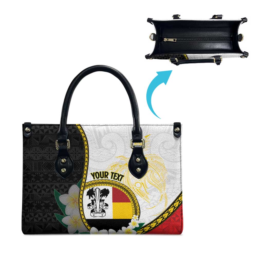 Personalised PNG Madang Provins Leather Bag Papua New Guinea Plumeria Melanesian Pattern LT14 - Polynesian Pride