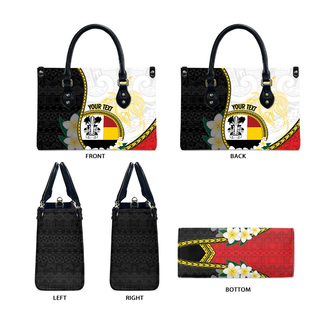Personalised PNG Madang Provins Leather Bag Papua New Guinea Plumeria Melanesian Pattern LT14 - Polynesian Pride