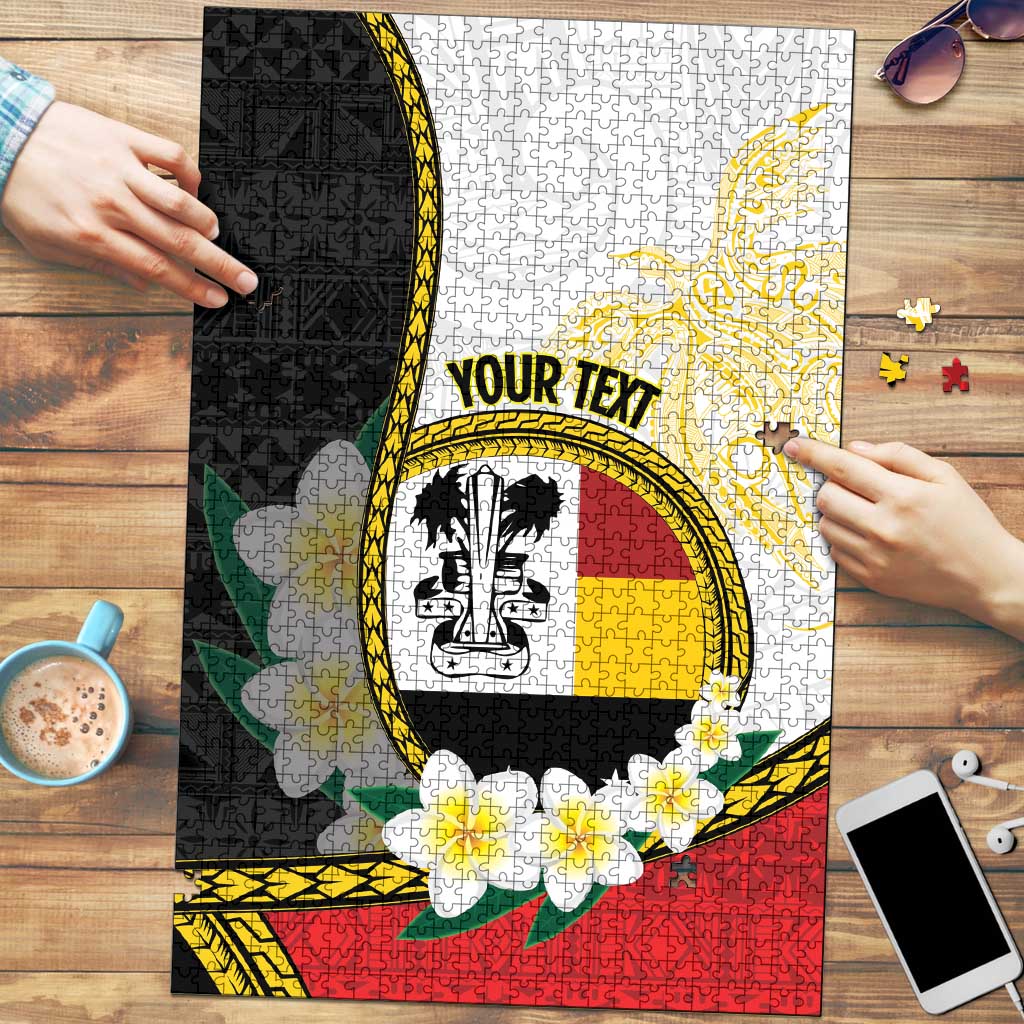 Personalised PNG Madang Provins Puzzle Papua New Guinea Plumeria Melanesian Pattern LT14 White - Polynesian Pride