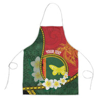 Personalised PNG Oro Provins Apron Papua New Guinea Plumeria Melanesian Pattern LT14 Green - Polynesian Pride