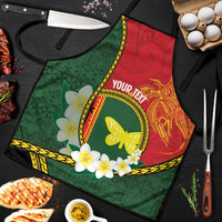 Personalised PNG Oro Provins Apron Papua New Guinea Plumeria Melanesian Pattern LT14 Green - Polynesian Pride