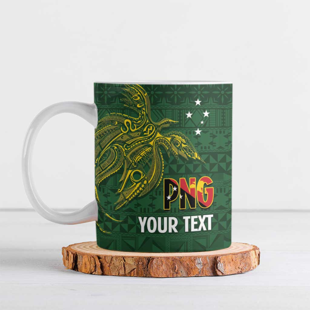 Personalised PNG Oro Provins Ceramic Mug Papua New Guinea Plumeria Melanesian Pattern LT14 Green - Polynesian Pride