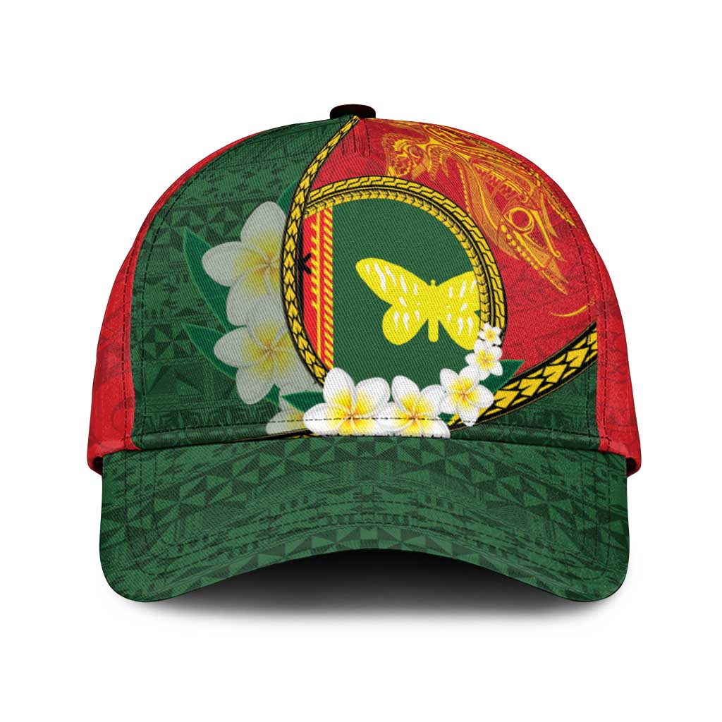 PNG Oro Provins Classic Cap Papua New Guinea Plumeria Melanesian Pattern LT14 Universal Fit Green - Polynesian Pride