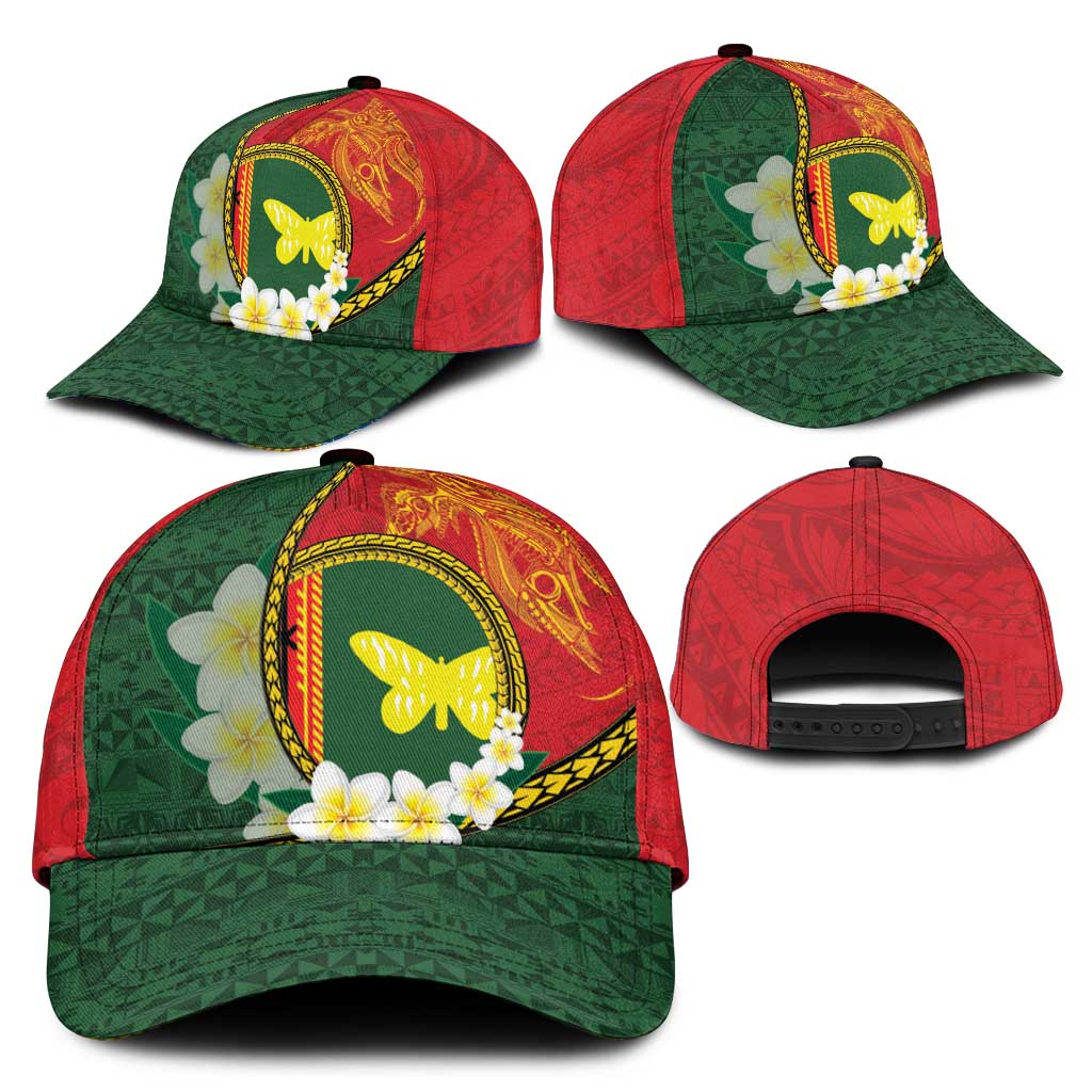 PNG Oro Provins Classic Cap Papua New Guinea Plumeria Melanesian Pattern LT14 - Polynesian Pride