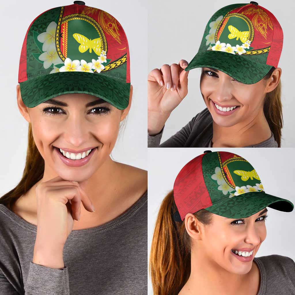 PNG Oro Provins Classic Cap Papua New Guinea Plumeria Melanesian Pattern LT14 - Polynesian Pride