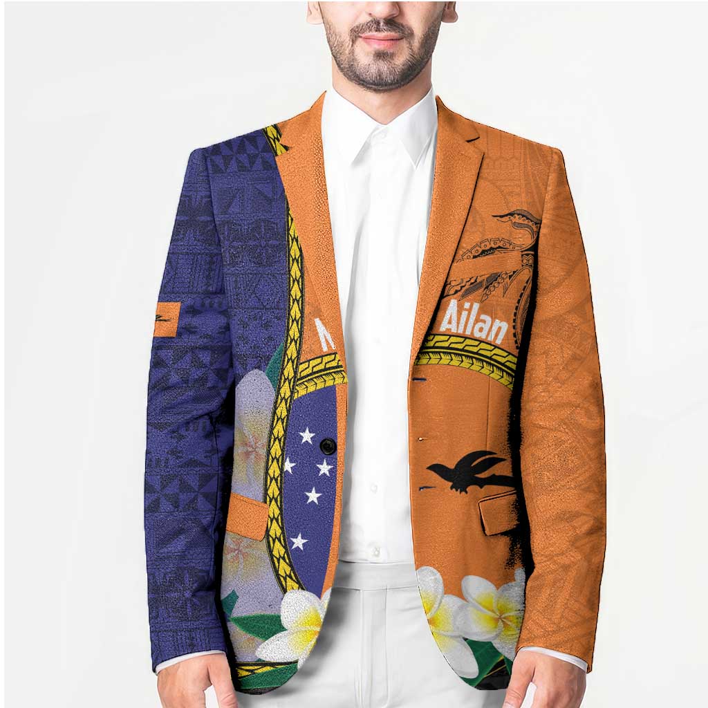 Personalised PNG Niu Ailan Blazer Papua New Guinea Plumeria Melanesian Pattern LT14 - Polynesian Pride