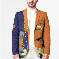 Personalised PNG Niu Ailan Blazer Papua New Guinea Plumeria Melanesian Pattern LT14 - Polynesian Pride