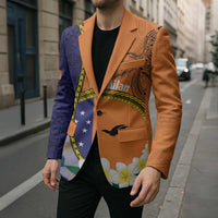 Personalised PNG Niu Ailan Blazer Papua New Guinea Plumeria Melanesian Pattern LT14 - Polynesian Pride