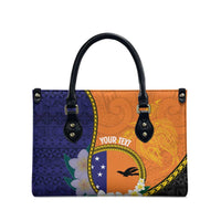 Personalised PNG Niu Ailan Leather Bag Papua New Guinea Plumeria Melanesian Pattern LT14 - Polynesian Pride
