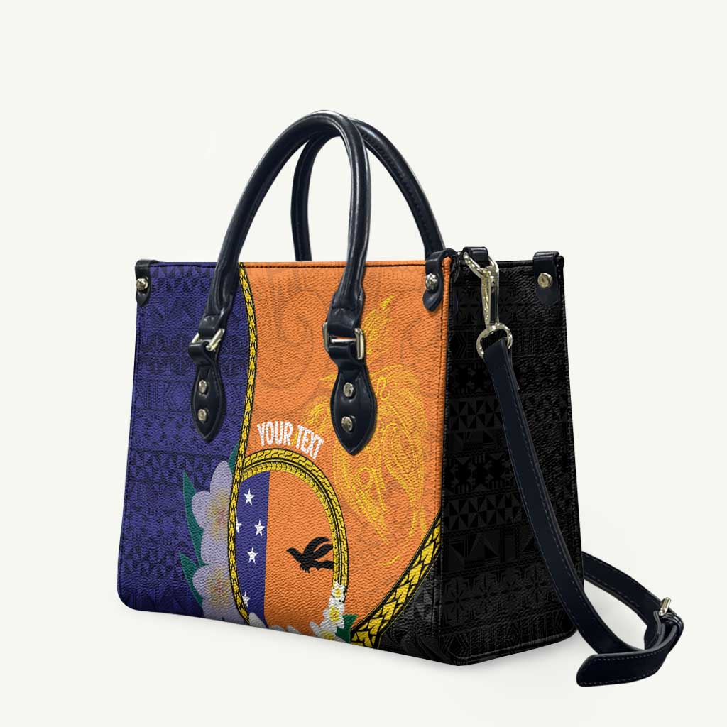 Personalised PNG Niu Ailan Leather Bag Papua New Guinea Plumeria Melanesian Pattern LT14 - Polynesian Pride