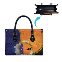 Personalised PNG Niu Ailan Leather Bag Papua New Guinea Plumeria Melanesian Pattern LT14 - Polynesian Pride