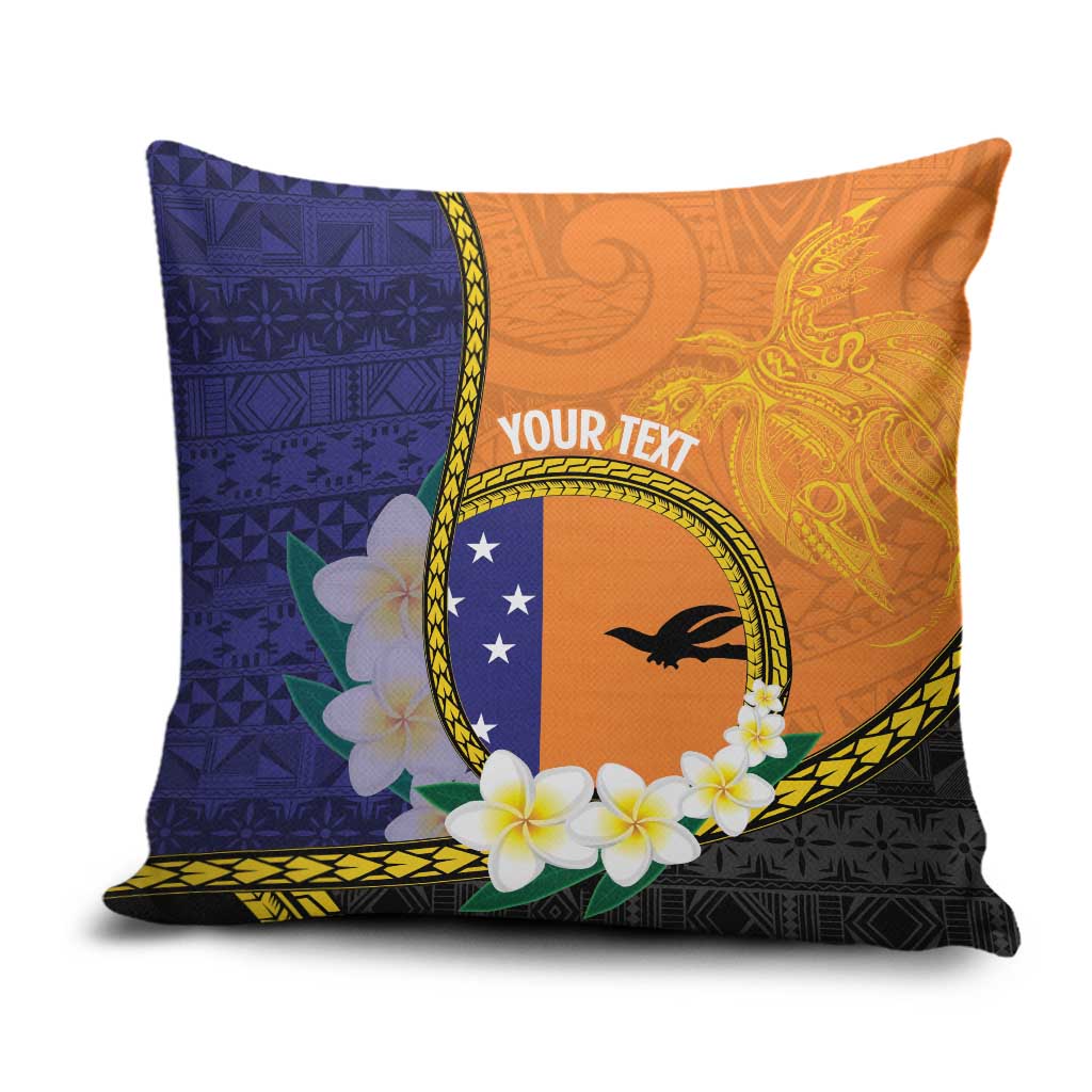 Personalised PNG Niu Ailan Pillow Cover Papua New Guinea Plumeria Melanesian Pattern LT14 Orange - Polynesian Pride