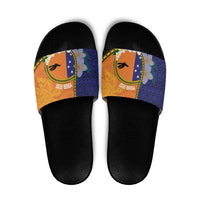 Personalised PNG Niu Ailan Slide Sandals Papua New Guinea Plumeria Melanesian Pattern LT14 Orange - Polynesian Pride