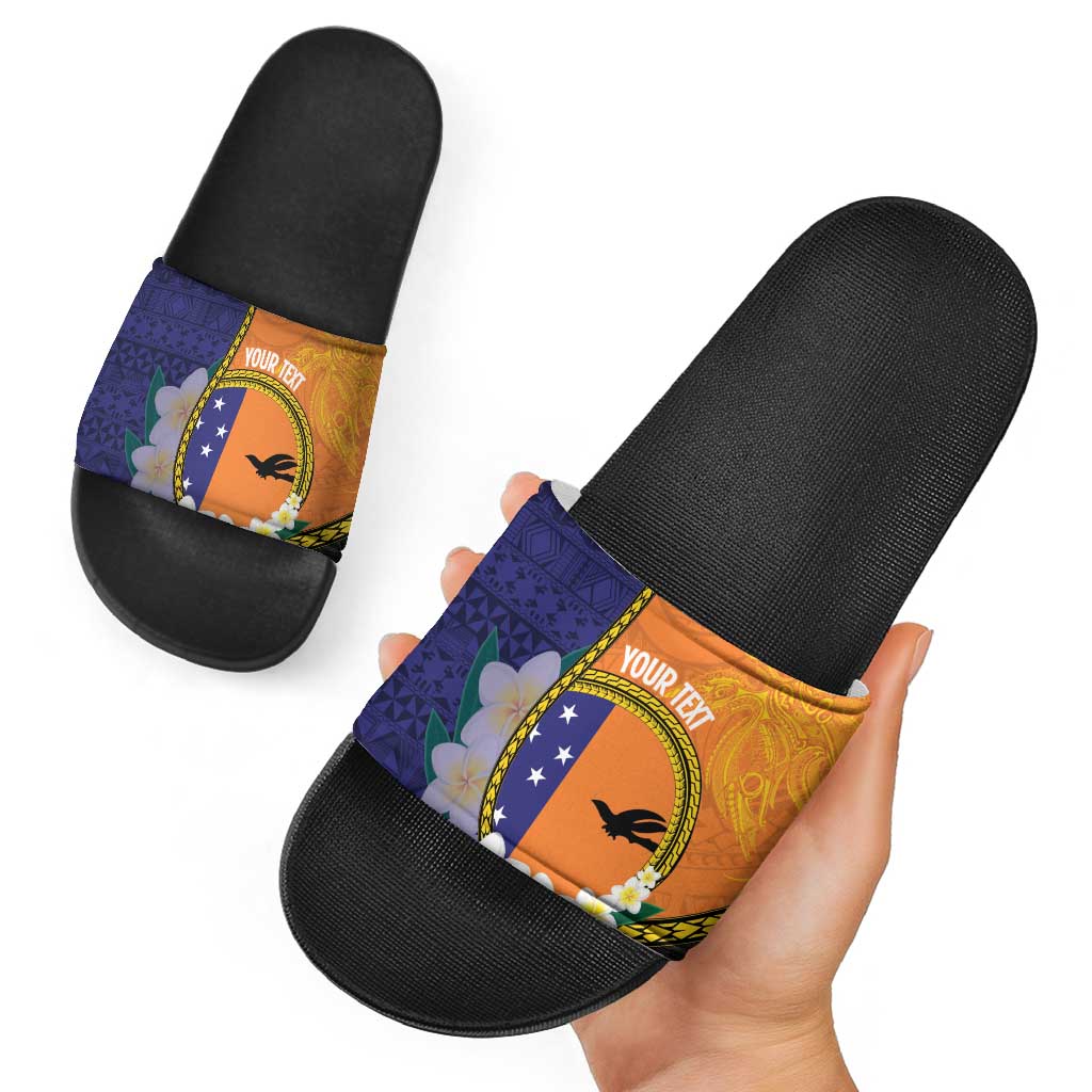 Personalised PNG Niu Ailan Slide Sandals Papua New Guinea Plumeria Melanesian Pattern LT14 - Polynesian Pride
