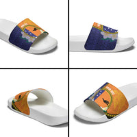 Personalised PNG Niu Ailan Slide Sandals Papua New Guinea Plumeria Melanesian Pattern LT14 - Polynesian Pride