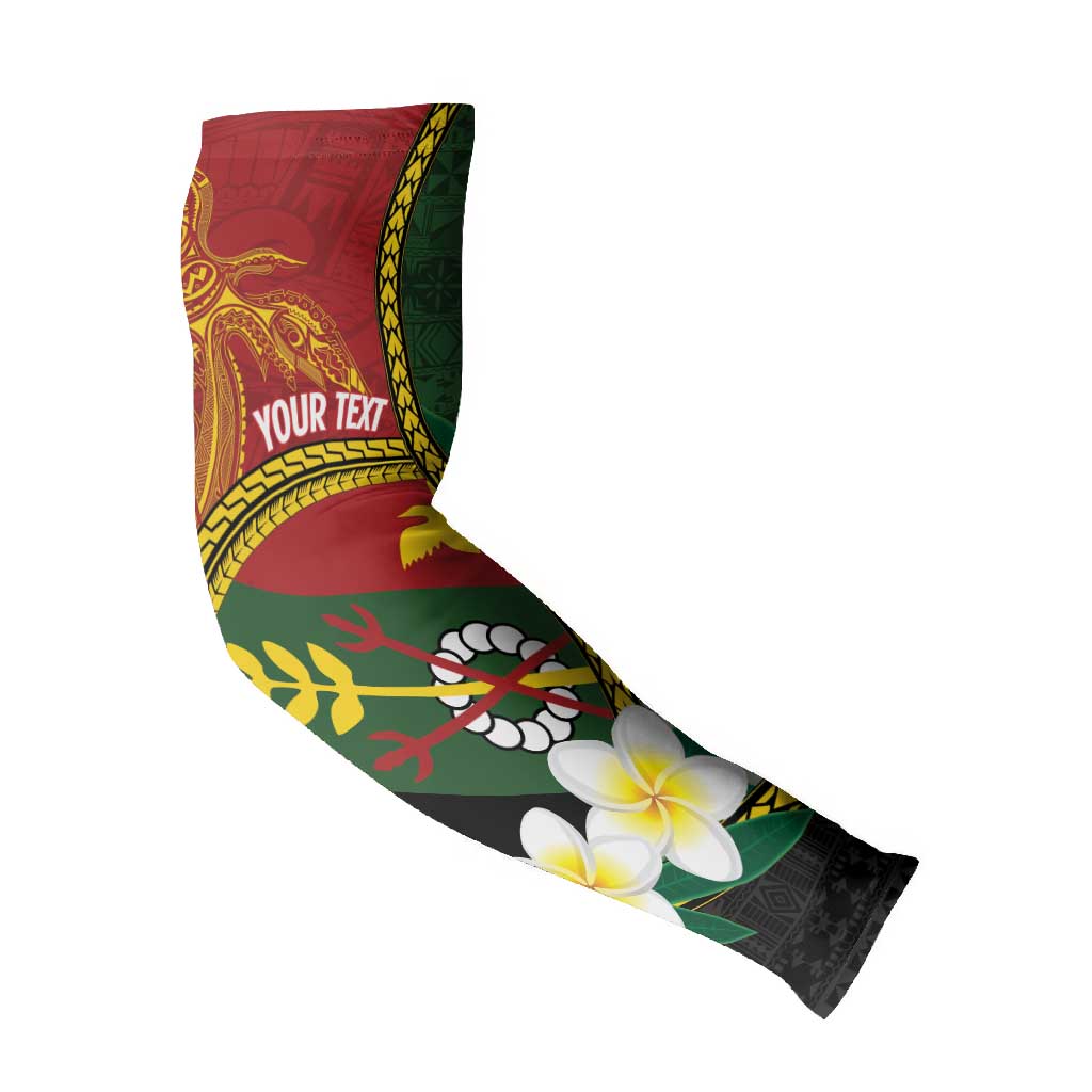 Personalised PNG Simbu Provins Arm Sleeves Papua New Guinea Plumeria Melanesian Pattern LT14 - Polynesian Pride