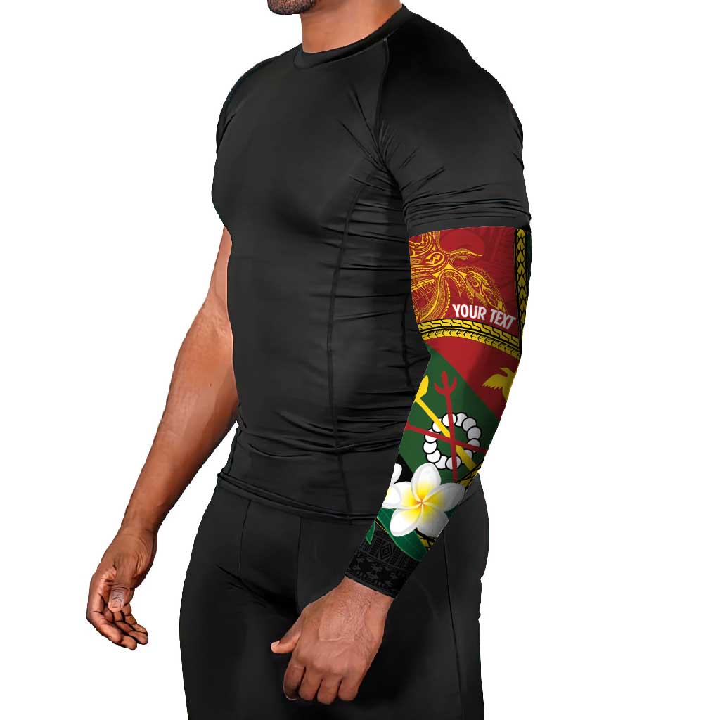 Personalised PNG Simbu Provins Arm Sleeves Papua New Guinea Plumeria Melanesian Pattern LT14 - Polynesian Pride